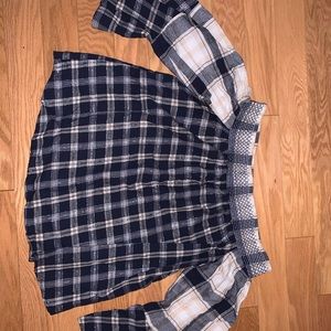 Flannel Off the Shoulder Top